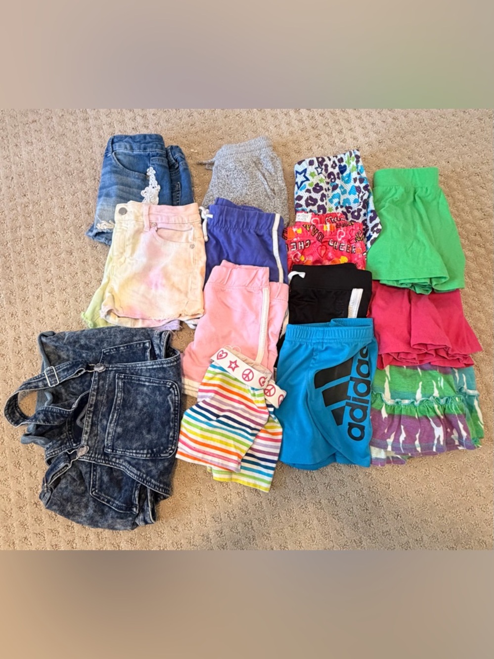 Girls shorts lot sizes 7-10 jeans athletic Hurley adidas justice mudd